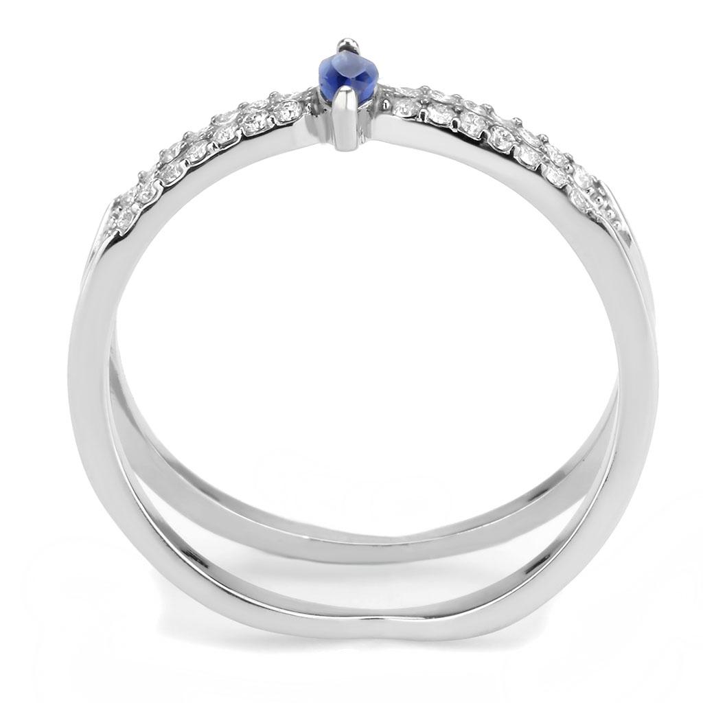 DA383 - High polished (no plating) Stainless Steel Ring with Synthetic  in Montana-2