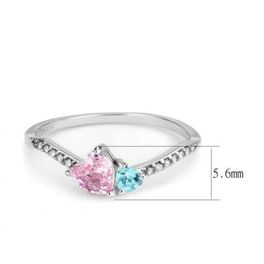 DA384Q - High polished (no plating) Stainless Steel Ring with AAA Grade CZ  in Multi Color-1