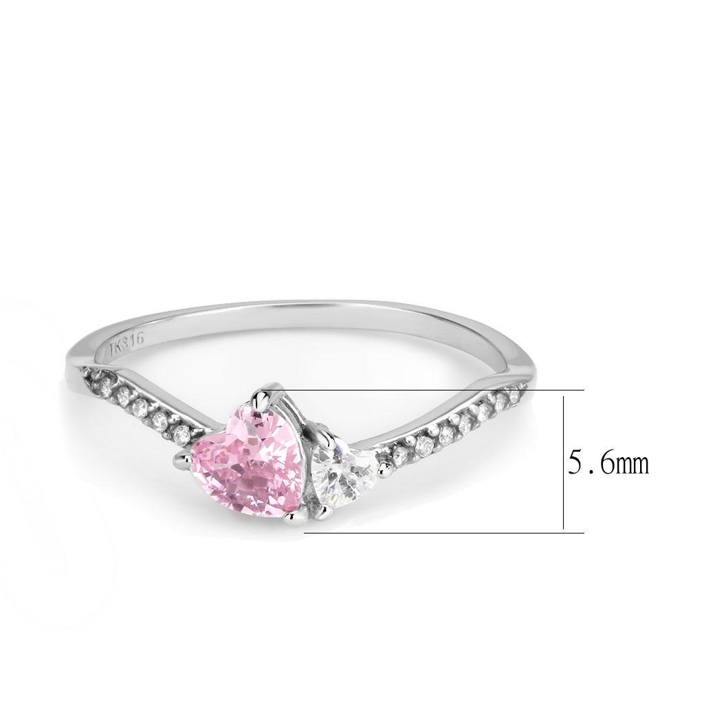 DA384 - High polished (no plating) Stainless Steel Ring with AAA Grade CZ  in Rose-1