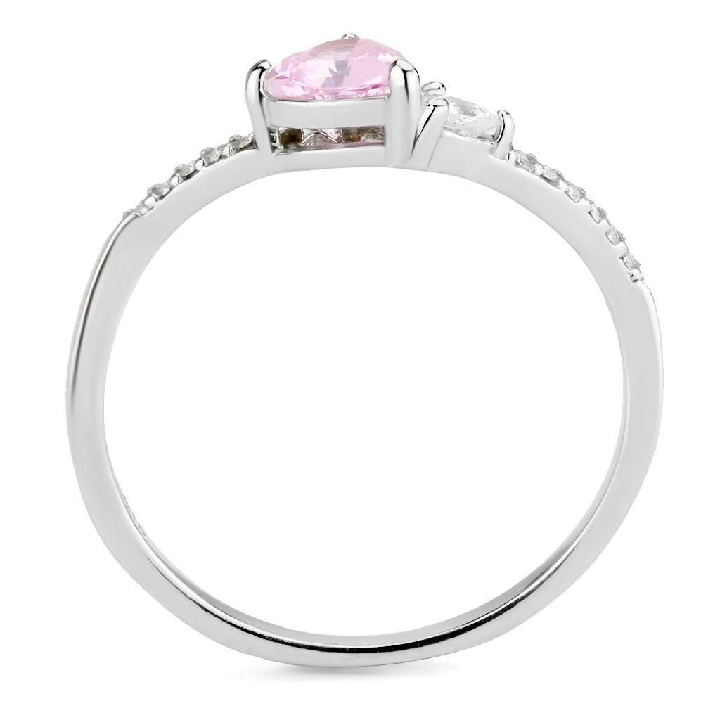 DA384 - High polished (no plating) Stainless Steel Ring with AAA Grade CZ  in Rose-2