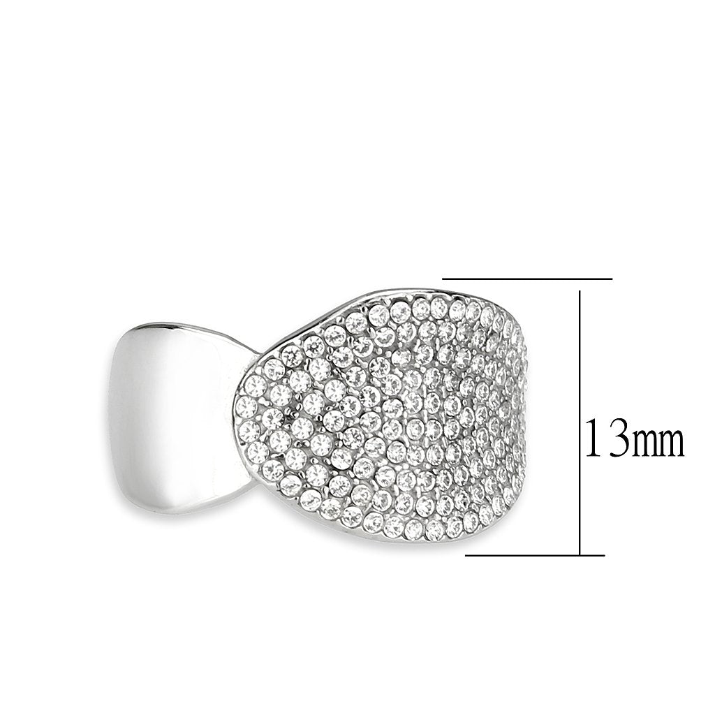 DA388 - High polished (no plating) Stainless Steel Ring with AAA Grade CZ in Clear-3