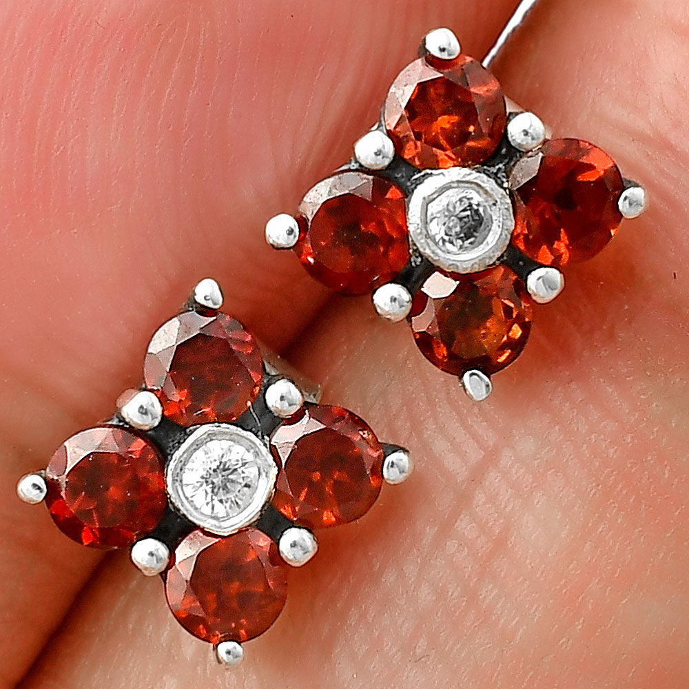 Natural Gemstones Round Shape 925 Silver Stud Earrings DGE1069 E-1058