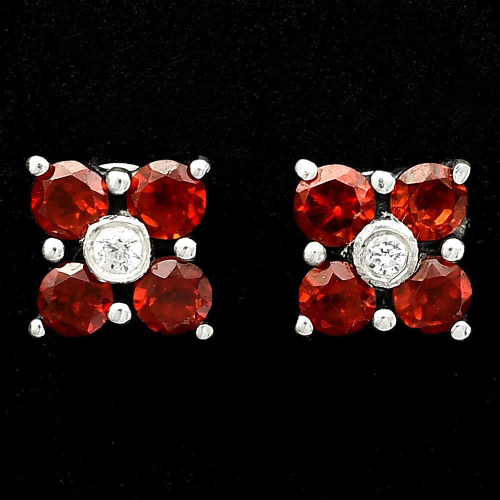 Natural Gemstones Round Shape 925 Silver Stud Earrings DGE1069 E-1058