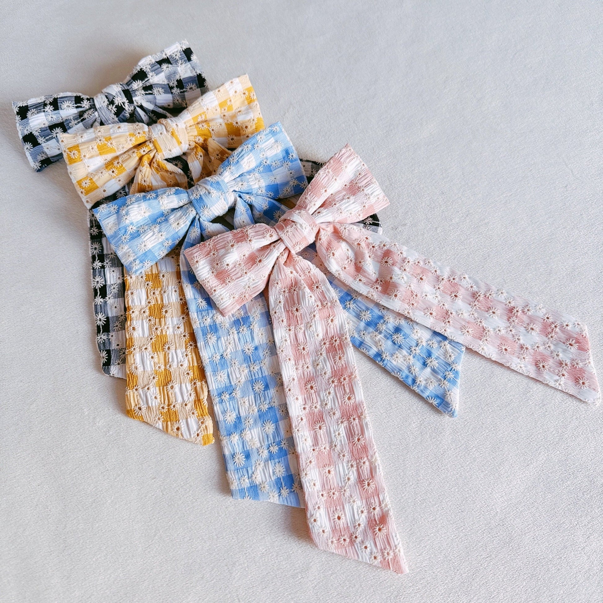 Daisy Picnic Gingham Bow Hair Clip-1