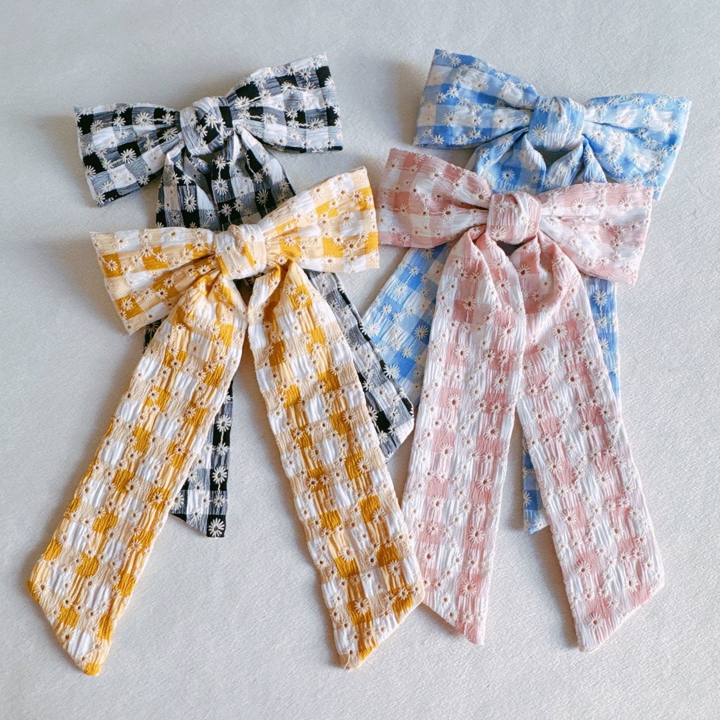 Daisy Picnic Gingham Bow Hair Clip-4