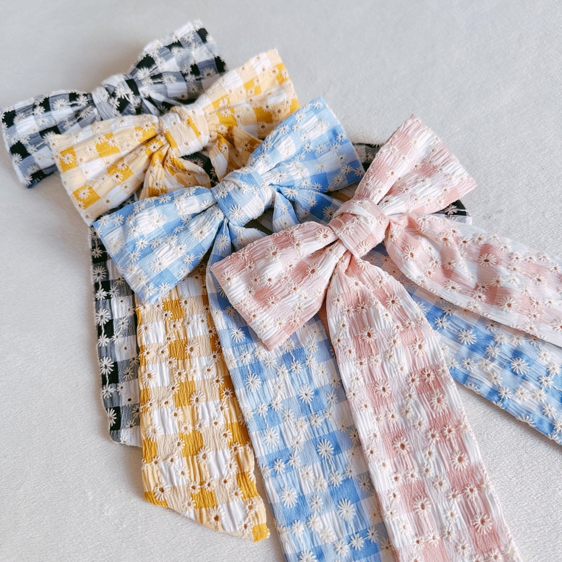 Daisy Picnic Gingham Bow Hair Clip-0