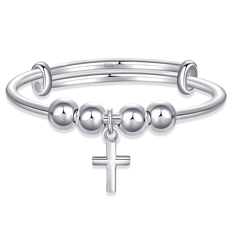 Newborn Baby 925 Sterling Silver Cross Baby Bangle XFB8150-0