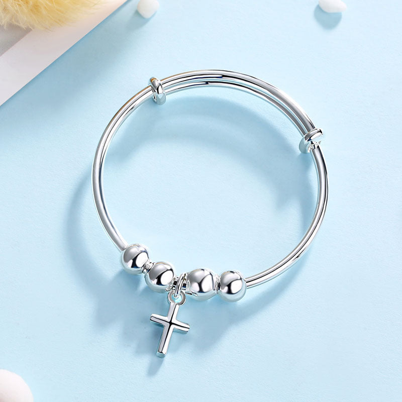 Newborn Baby 925 Sterling Silver Cross Baby Bangle XFB8150-1