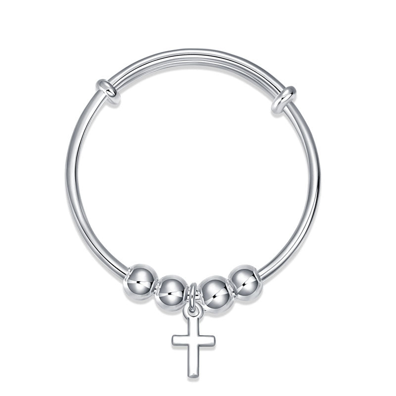 Newborn Baby 925 Sterling Silver Cross Baby Bangle XFB8150-3