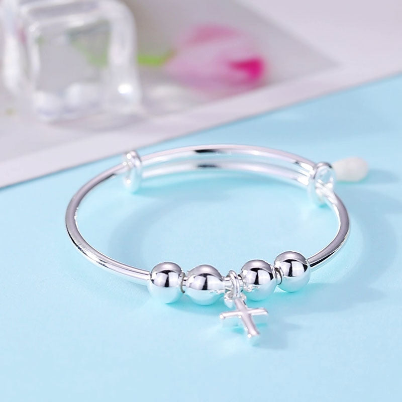 Newborn Baby 925 Sterling Silver Cross Baby Bangle XFB8150-4
