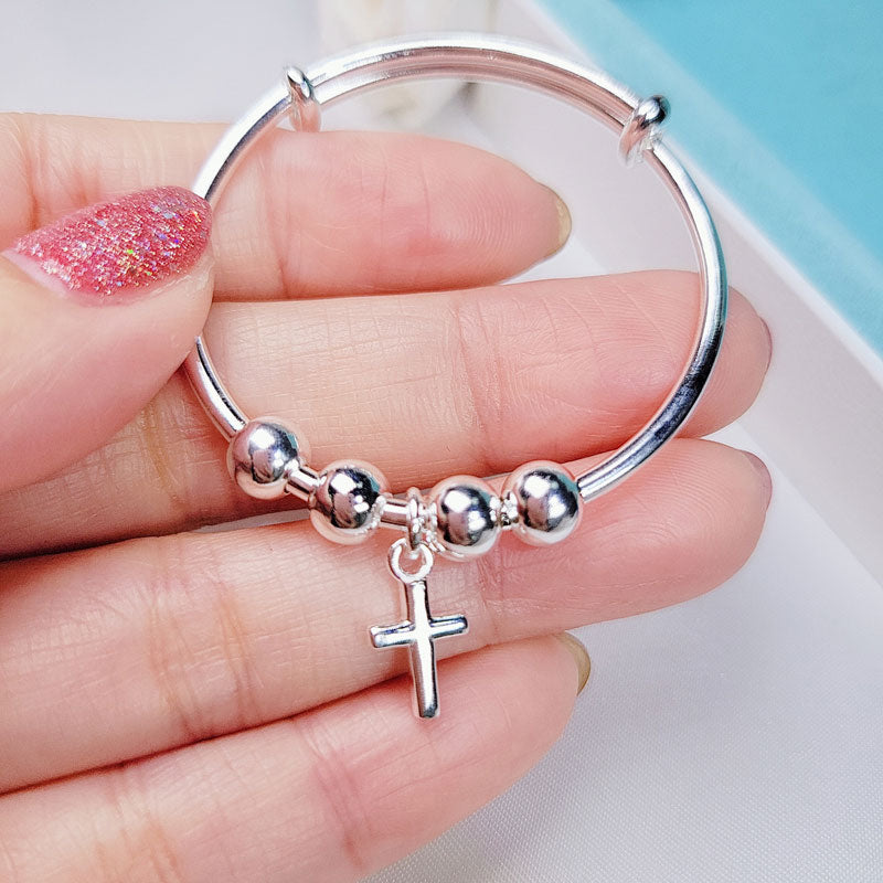 Newborn Baby 925 Sterling Silver Cross Baby Bangle XFB8150-2