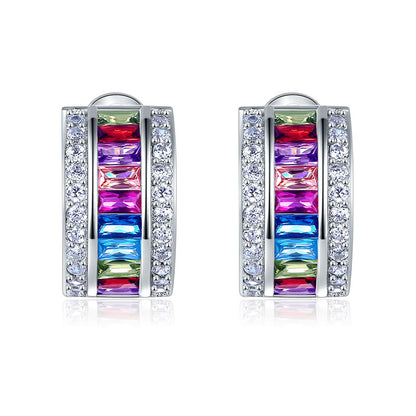 Multi-Color Stones 925 Sterling Silver Earrings Jewelry XFE8131-2