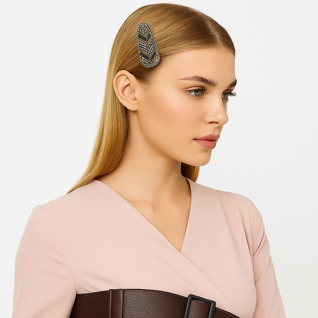 Colorful Beaded Hair Clip, Jewelry,Beaded Barrette,Indigenous Hair Clip ,Tribal Barrette,Beaded Hair Bow FHC1002-1