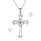 Dancing Stone Heart Cross Pendant Necklace 925 Sterling Silver XFN8049-0
