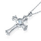 Dancing Stone Heart Cross Pendant Necklace 925 Sterling Silver XFN8049-3