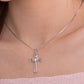 Dancing Stone Heart Cross Pendant Necklace 925 Sterling Silver XFN8049-1
