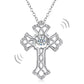 Vintage Style Cross Dancing Stone Pendant Necklace 925 Sterling Silver XFN8080-0