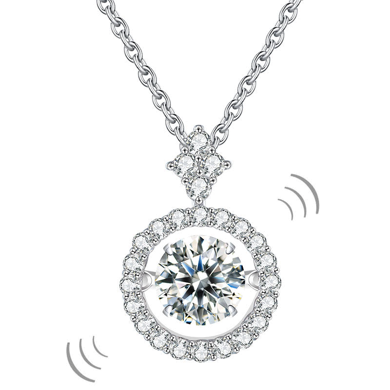 1 Carat Moissanite Diamond Dancing Stone Necklace 925 Sterling Silver MFN8137-0