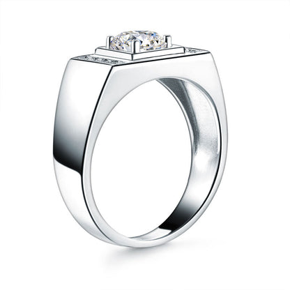 Men's Wedding Band Solid Sterling 925 Silver Ring Bridal Jewelry 1 Carat XFR8282-1