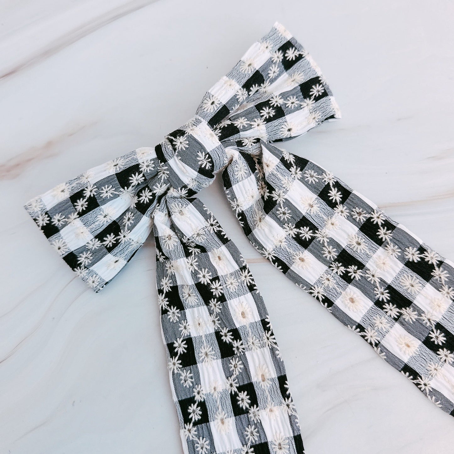 Daisy Picnic Gingham Bow Hair Clip-8