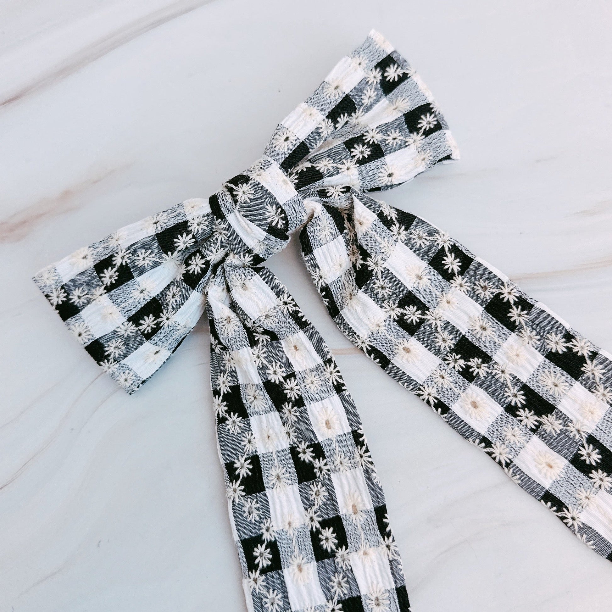 Daisy Picnic Gingham Bow Hair Clip-8