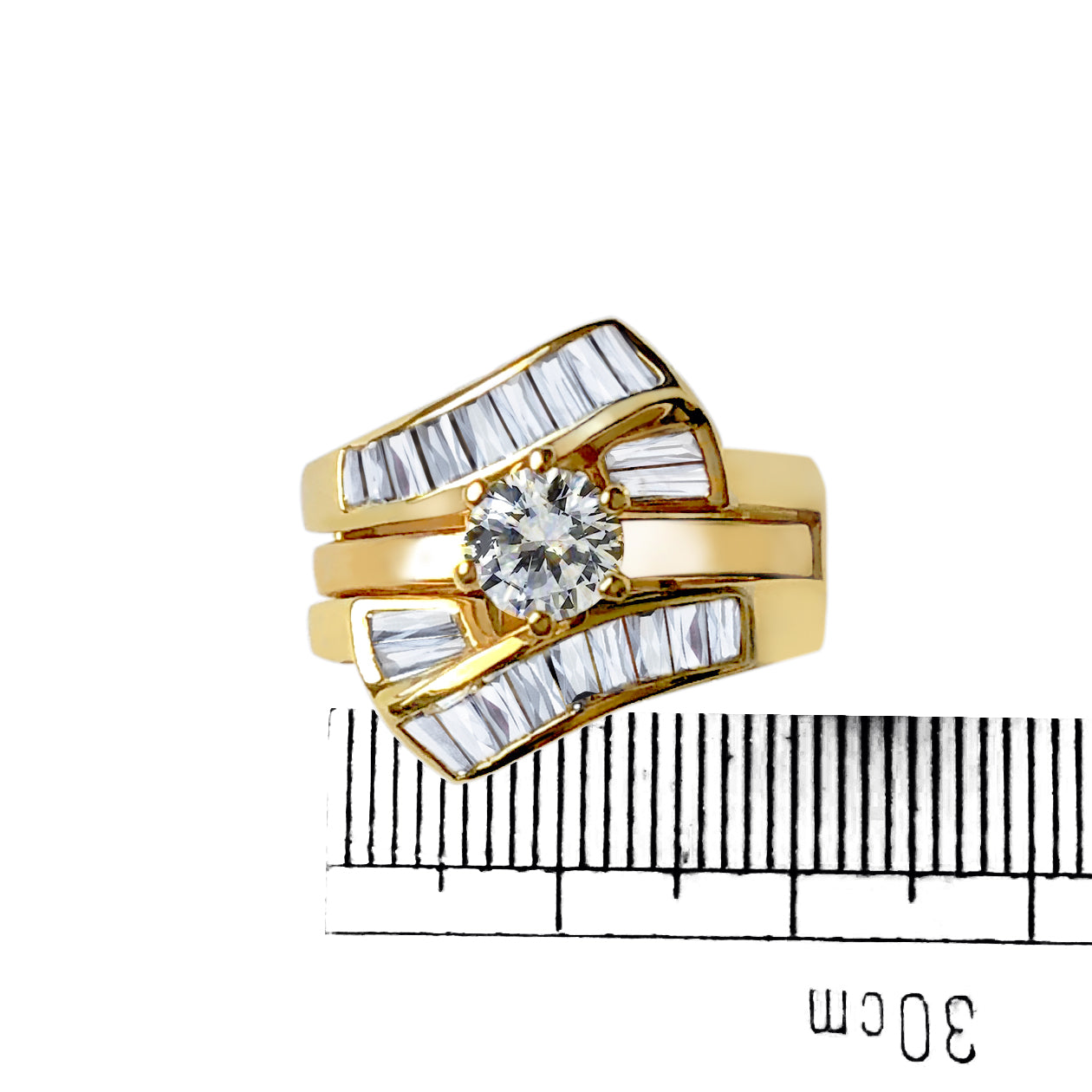 LOAS1373 - Sterling Silver 925 ring set with gold plating in AAA grade CZ ships in one day-3