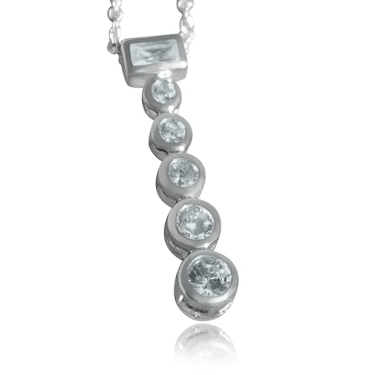 LOAS1371 - Rhodium Plating 925 Sterling Silver Chain Pendant with AAA CZ in Clear-0