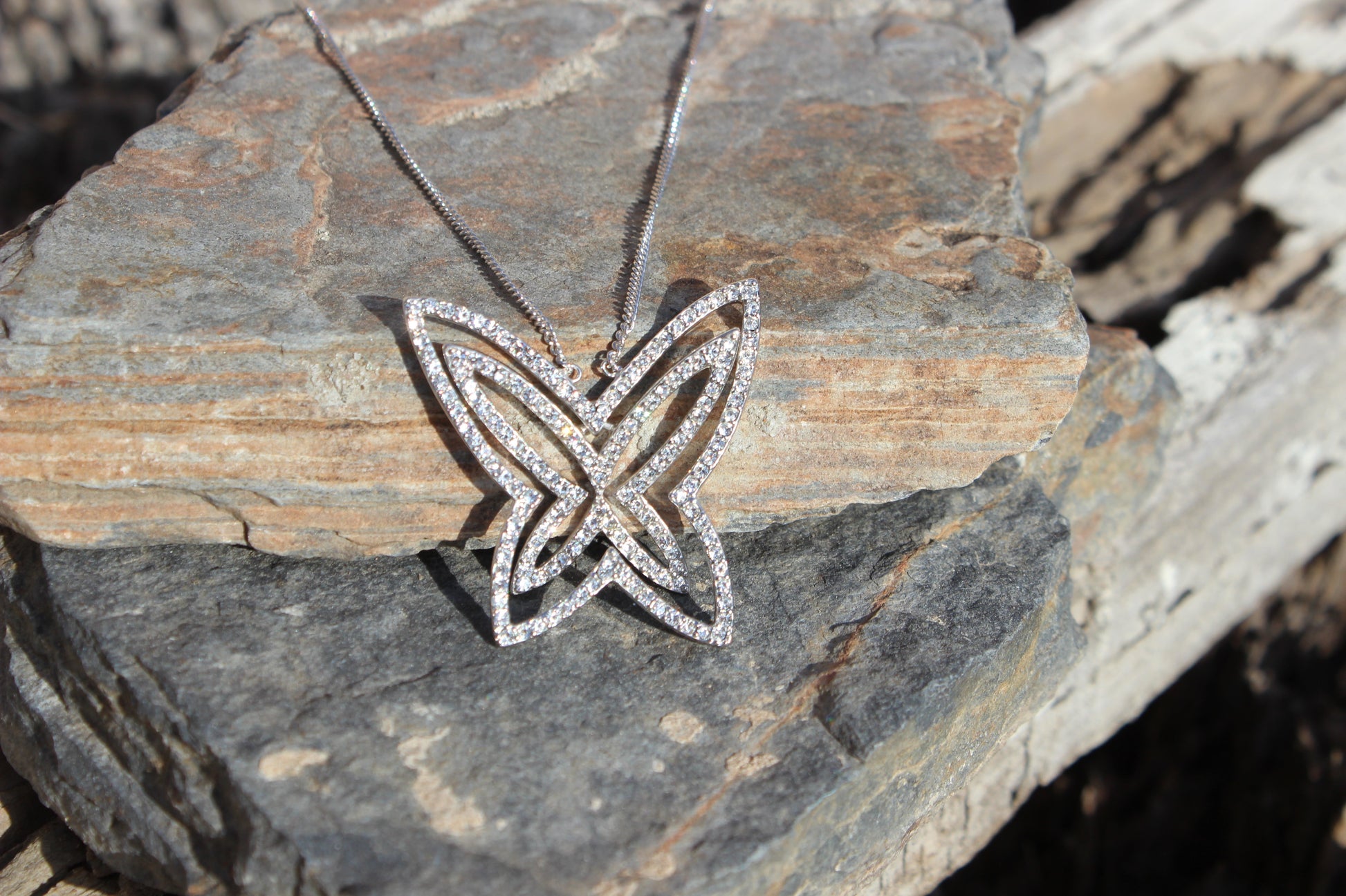 LOAS1374 - Rhodium Plating 925 Sterling Silver Chain Pendant with Crystal in Clear-1