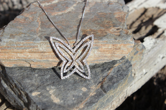 LOAS1374 - Rhodium Plating 925 Sterling Silver Chain Pendant with Crystal in Clear-1