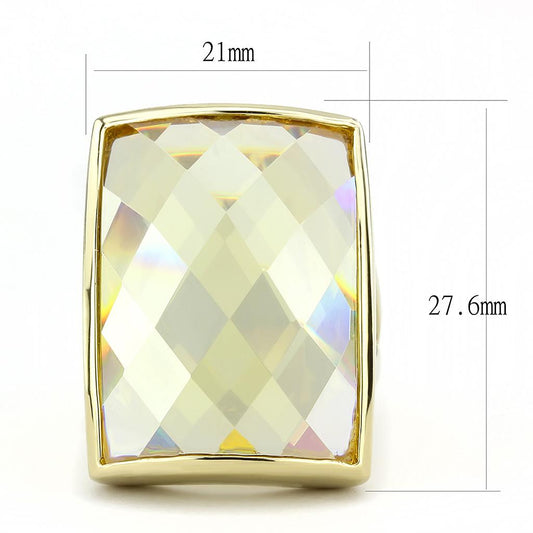 LO1251 - Gold Brass Ring with AAA Grade CZ  in Topaz-1