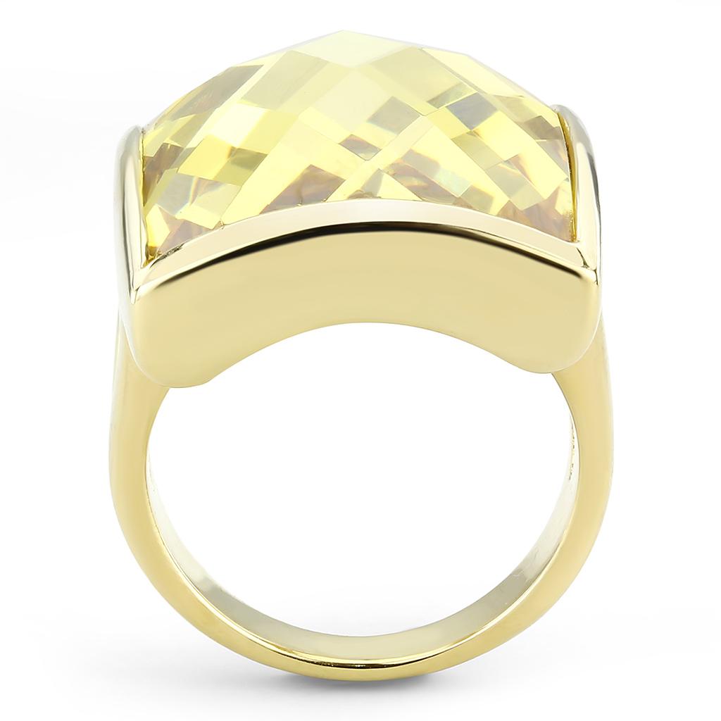 LO1251 - Gold Brass Ring with AAA Grade CZ  in Topaz-2