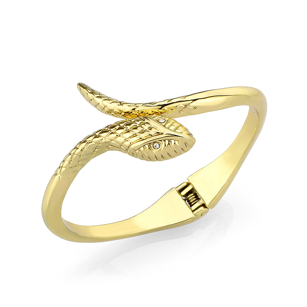LO2140G - Flash Gold Plated Snake Bangle with Top Grade Crystals-0