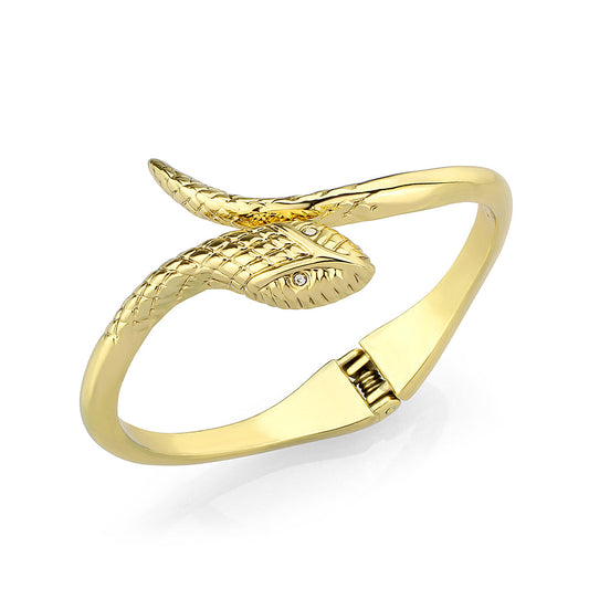 LO2140G - Flash Gold Plated Snake Bangle with Top Grade Crystals-0