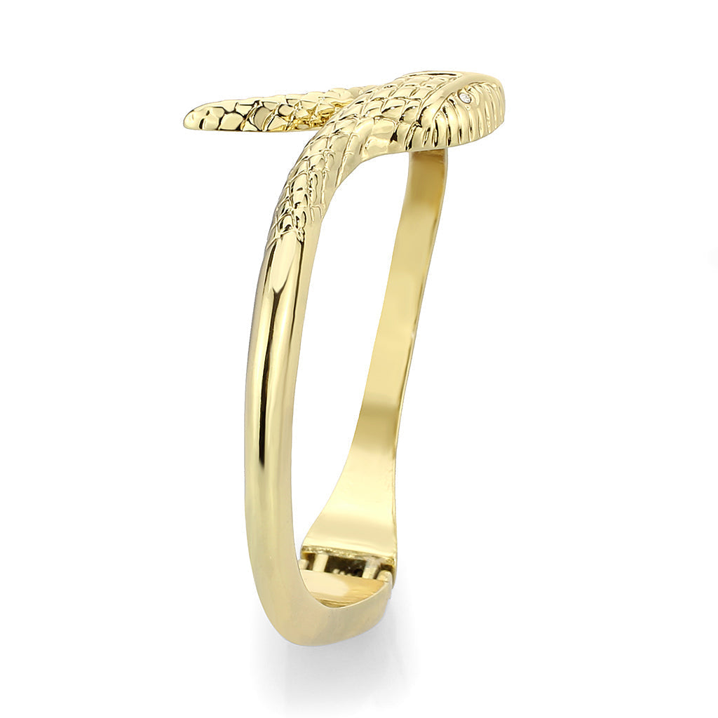 LO2140G - Flash Gold Plated Snake Bangle with Top Grade Crystals-2