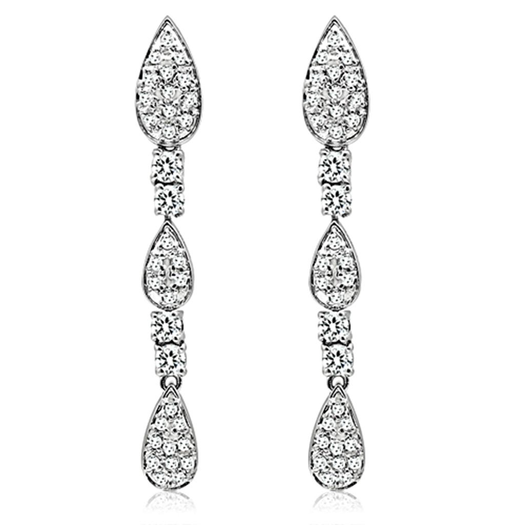 LO2428 - Rhodium Brass Jewelry Sets with AAA Grade CZ  in Clear-1
