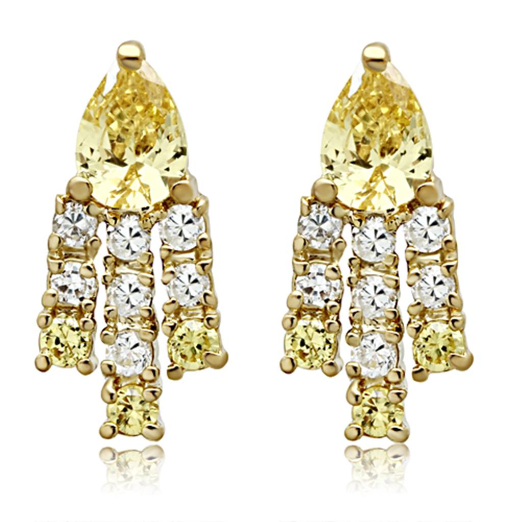 LO2429 - Gold Brass Jewelry Sets with AAA Grade CZ  in Topaz-1