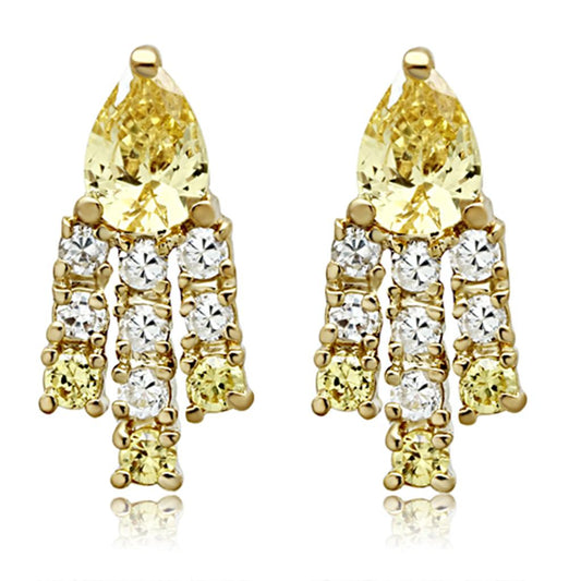 LO2429 - Gold Brass Jewelry Sets with AAA Grade CZ  in Topaz-1