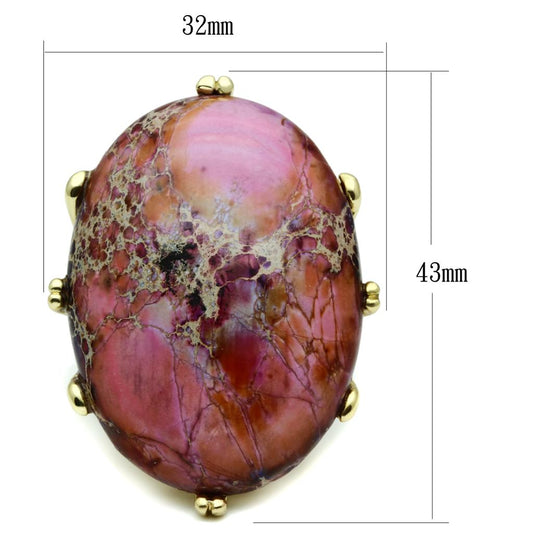 LO2432 - Gold Brass Ring with Synthetic Jade in Light Amethyst-1