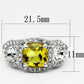 LO2517 - Rhodium Brass Ring with Synthetic Synthetic Glass in Topaz-1
