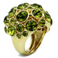 LO2544 - Gold Brass Ring with Top Grade Crystal  in Olivine color-2