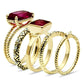 LO2548 - Gold Brass Ring with Synthetic Synthetic Glass in Ruby-1