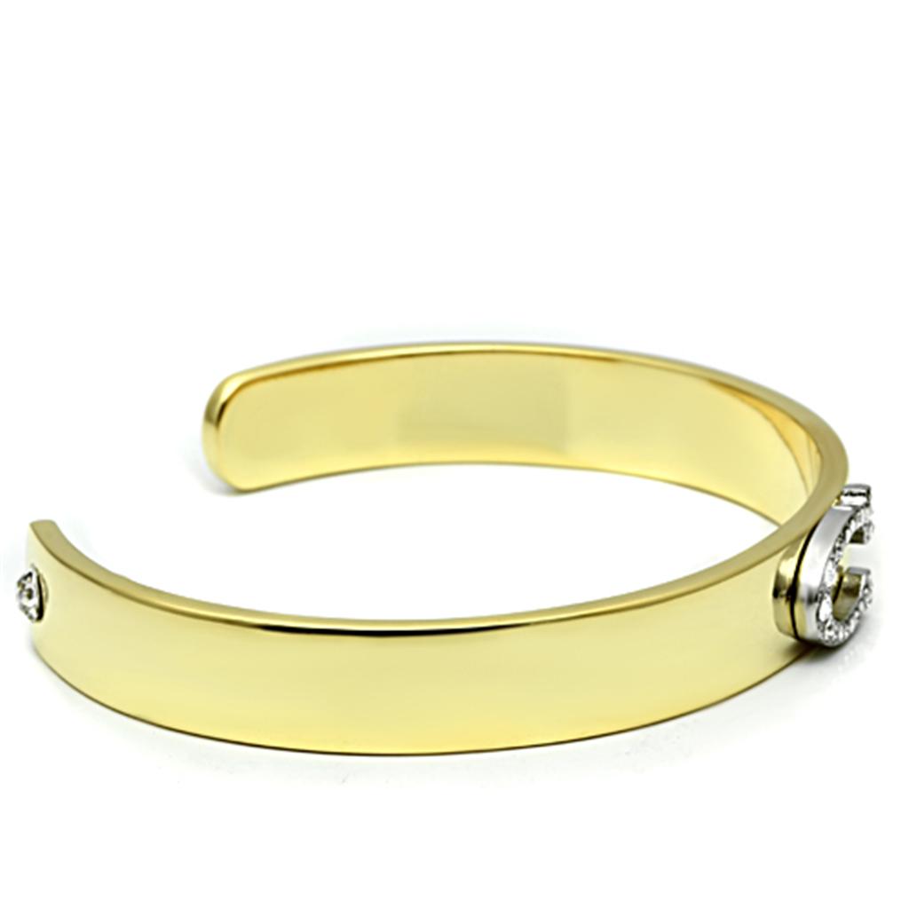 LO2572 - Gold+Rhodium White Metal Bangle with Top Grade Crystal  in Clear-2