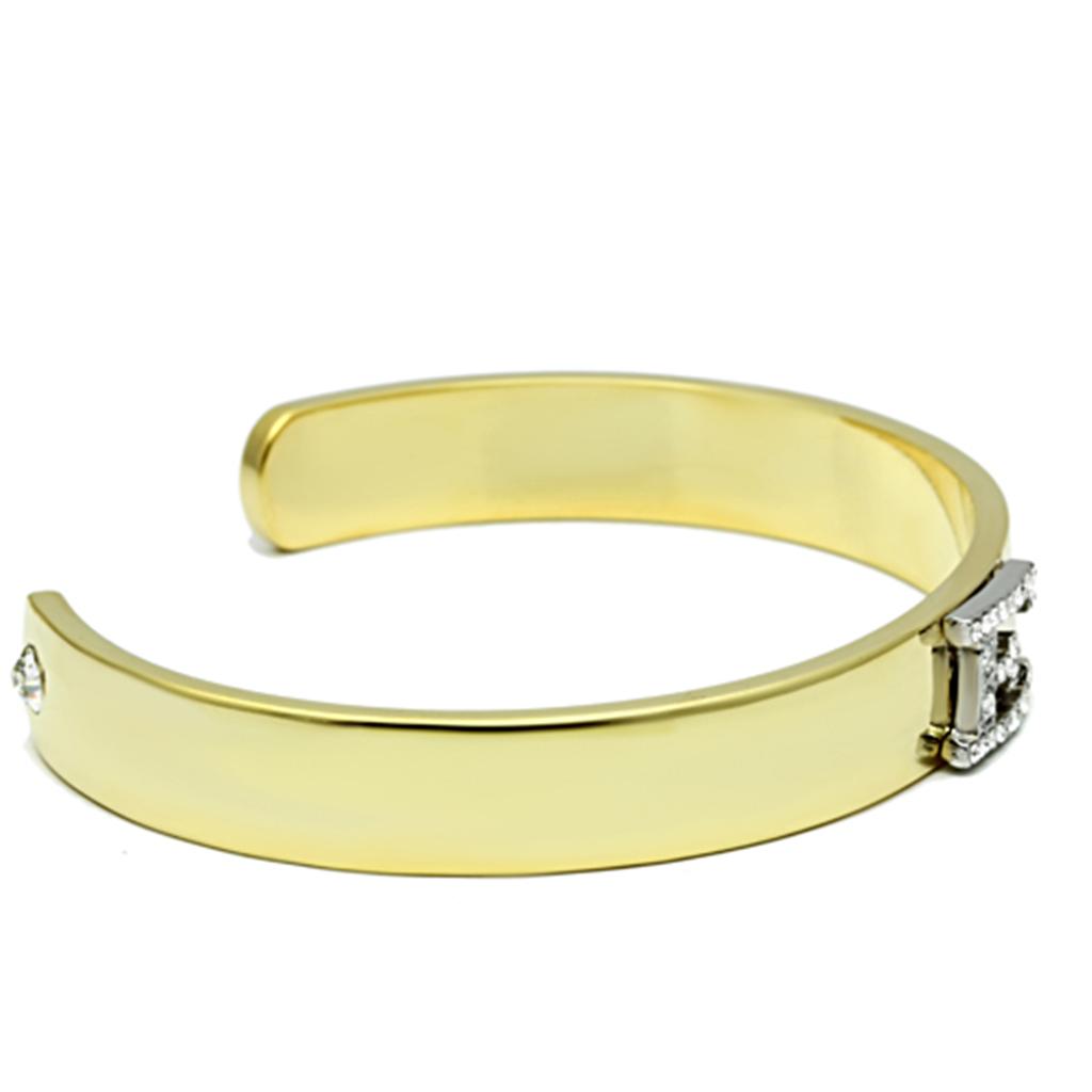 LO2574 - Gold+Rhodium White Metal Bangle with Top Grade Crystal  in Clear-2