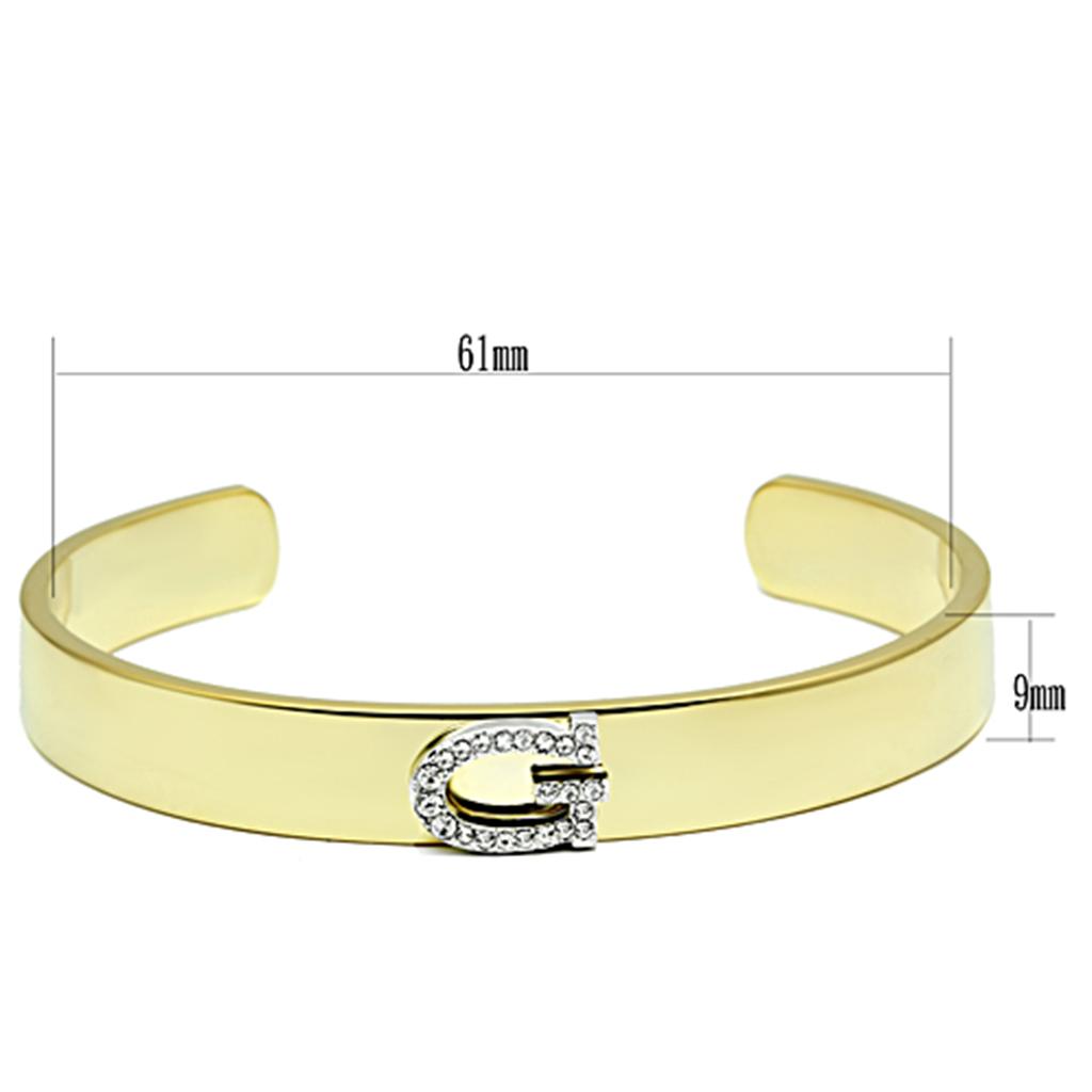 LO2576 - Gold+Rhodium White Metal Bangle with Top Grade Crystal  in Clear-1
