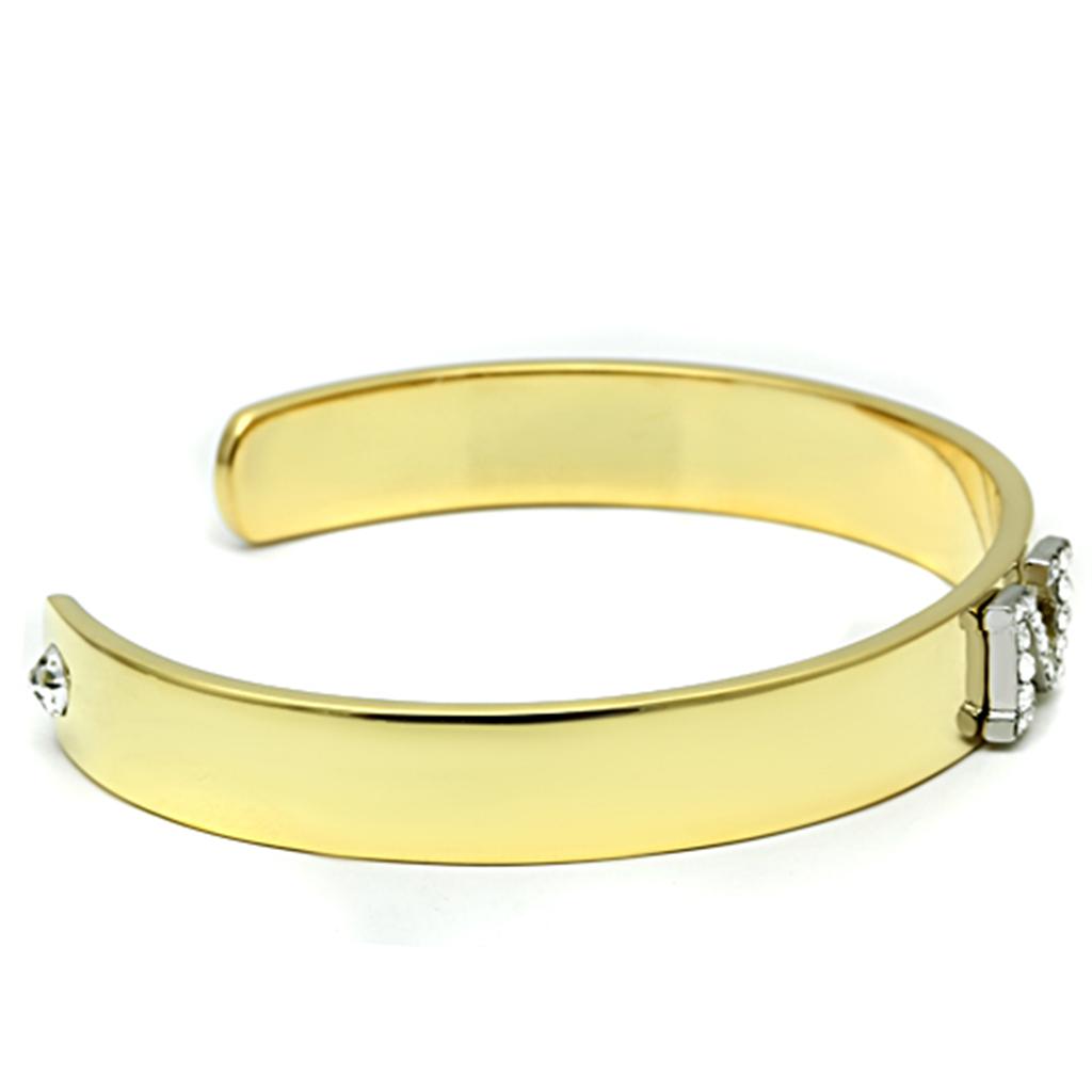 LO2583 - Gold+Rhodium White Metal Bangle with Top Grade Crystal  in Clear-2