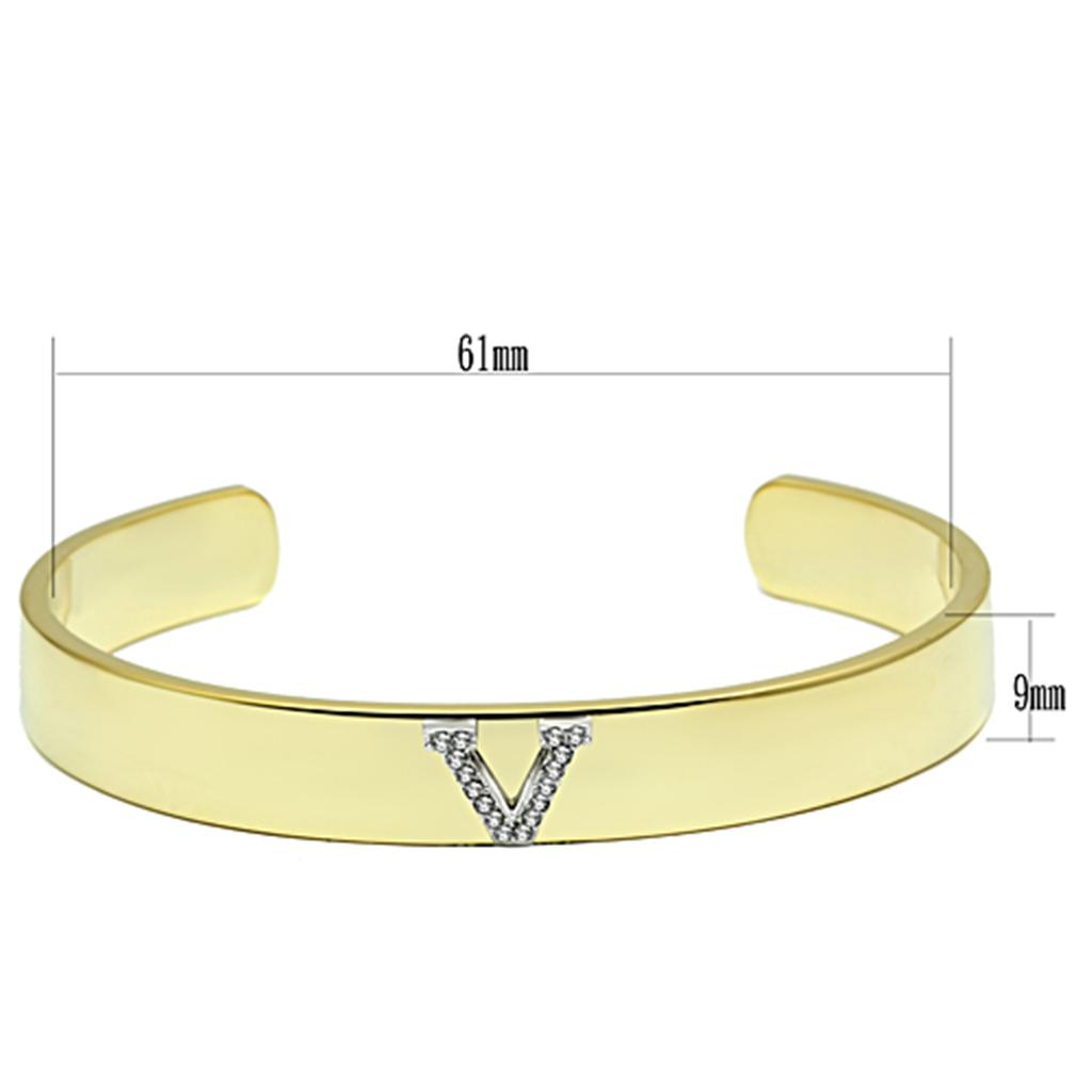 LO2591 - Gold+Rhodium White Metal Bangle with Top Grade Crystal  in Clear-1