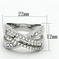 LO2942 - Rhodium Brass Ring with Top Grade Crystal  in Clear-1