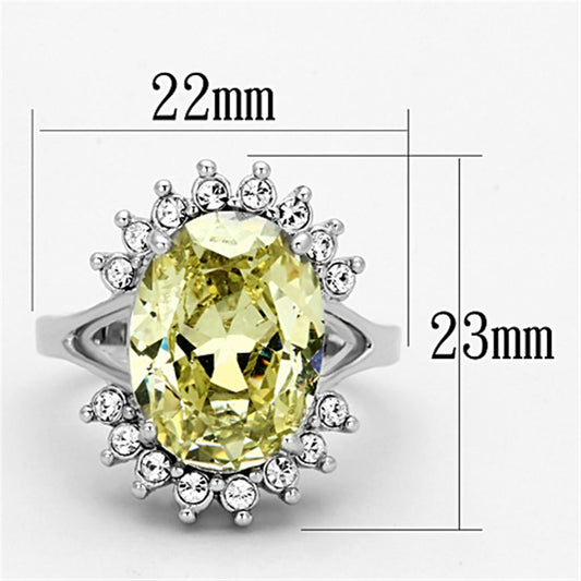 LO2943 - Rhodium Brass Ring with AAA Grade CZ  in Apple Green color-1