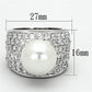 LO2951 - Rhodium Brass Ring with Synthetic Pearl in White-1