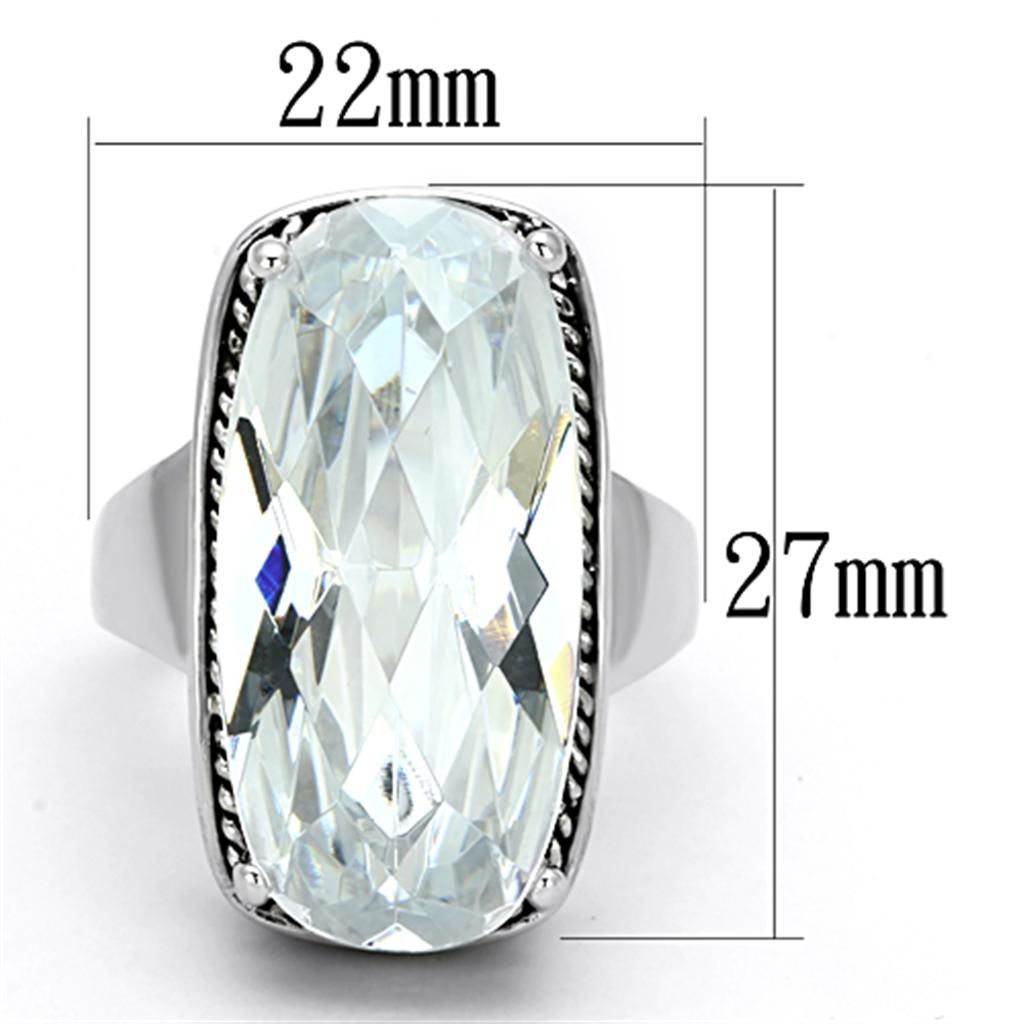 LO2958 - Rhodium Brass Ring with AAA Grade CZ  in Clear-1
